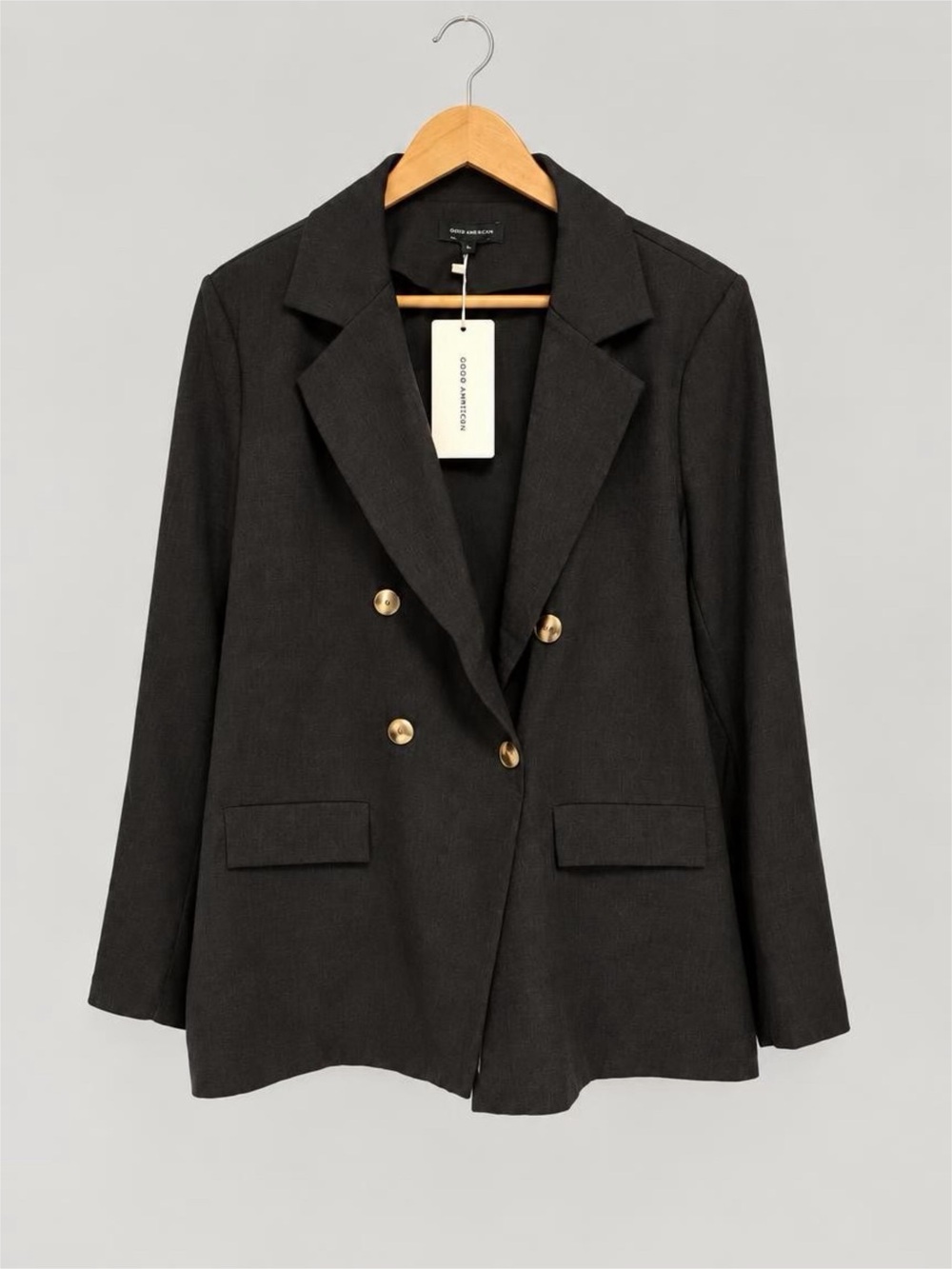 NWT BloomChic Black Double-Breasted Blazer with Gold Buttons - 12